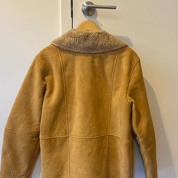 Reformation Mustard Teddy Jacket with Shearling Collar - Picture 3 of 5